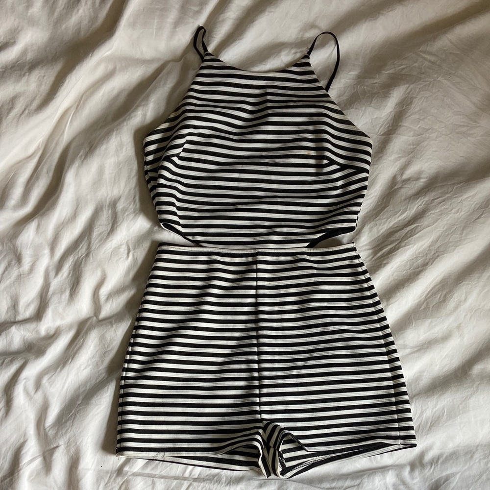 Soprano Monochrome Striped Romper